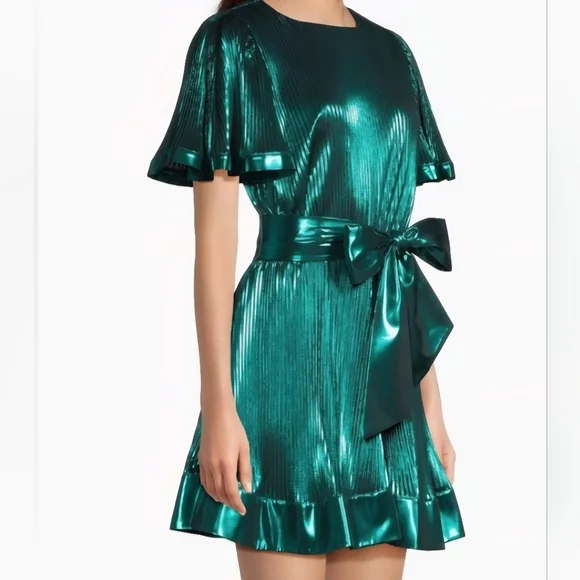Milly Lumi Metallic Green Mini Dress - Picture 4 of 6
